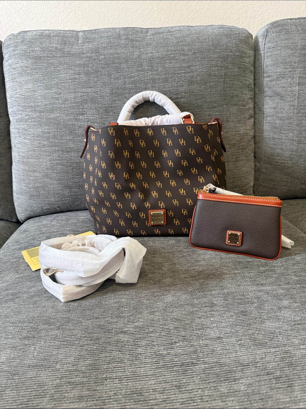 Dooney & Bourke Small Brenna Bag And Brenna Wristlet In Tmoro, Brand New!